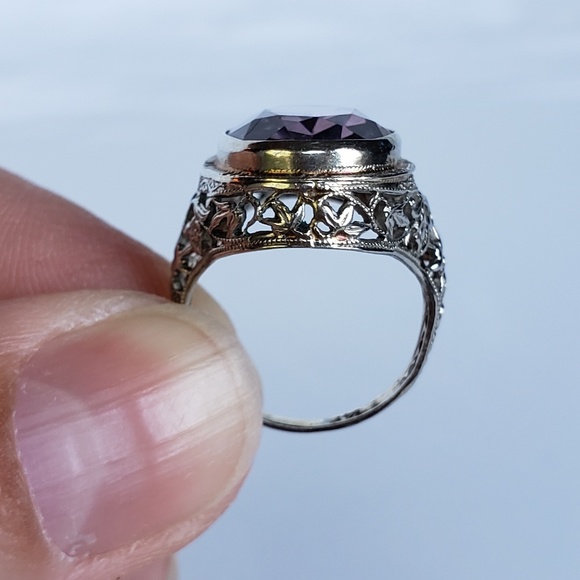 SOLD on Eby 14k Antique Filigree Amethyst Ring - Picture 8 of 8